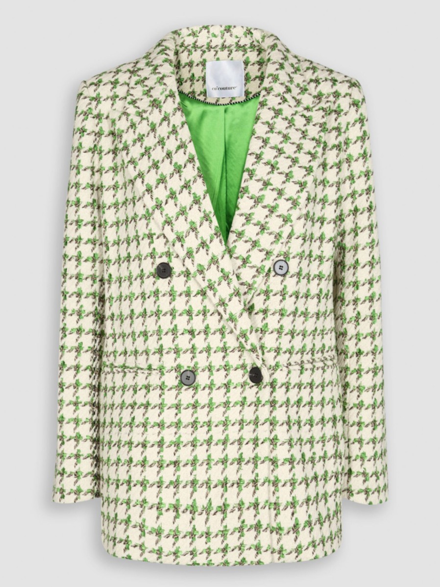 Women Co'Couture Blazers And Jackets | Wool Mix Boulce Blazer With Pattern Ecru