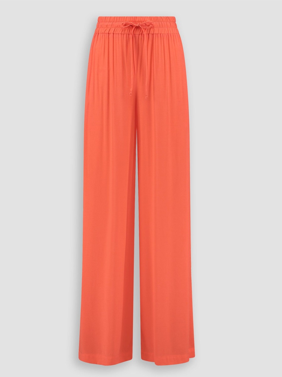 Women POM Amsterdam Pants And Jumpsuits | Cupro Mix Palazzo Coral