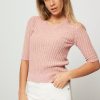 Women Humanoid Tops And Blouses | Barra, Cotton Mix Melange Rib Top Dusty Pink