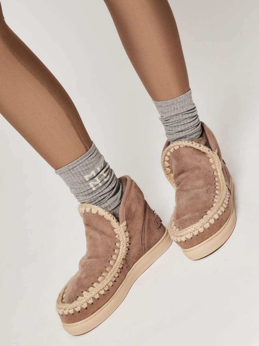 Women Mou Sneakers | Eskimo, Suede Logo Sneakers Browngrey