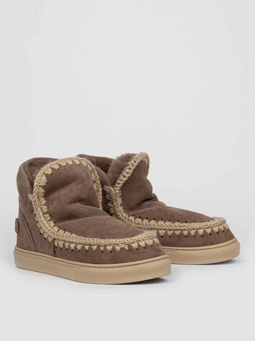 Women Mou Sneakers | Eskimo, Suede Logo Sneakers Browngrey