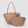 Women Allan K Bags | Percy, Leather Hand Braided Shopper Sand