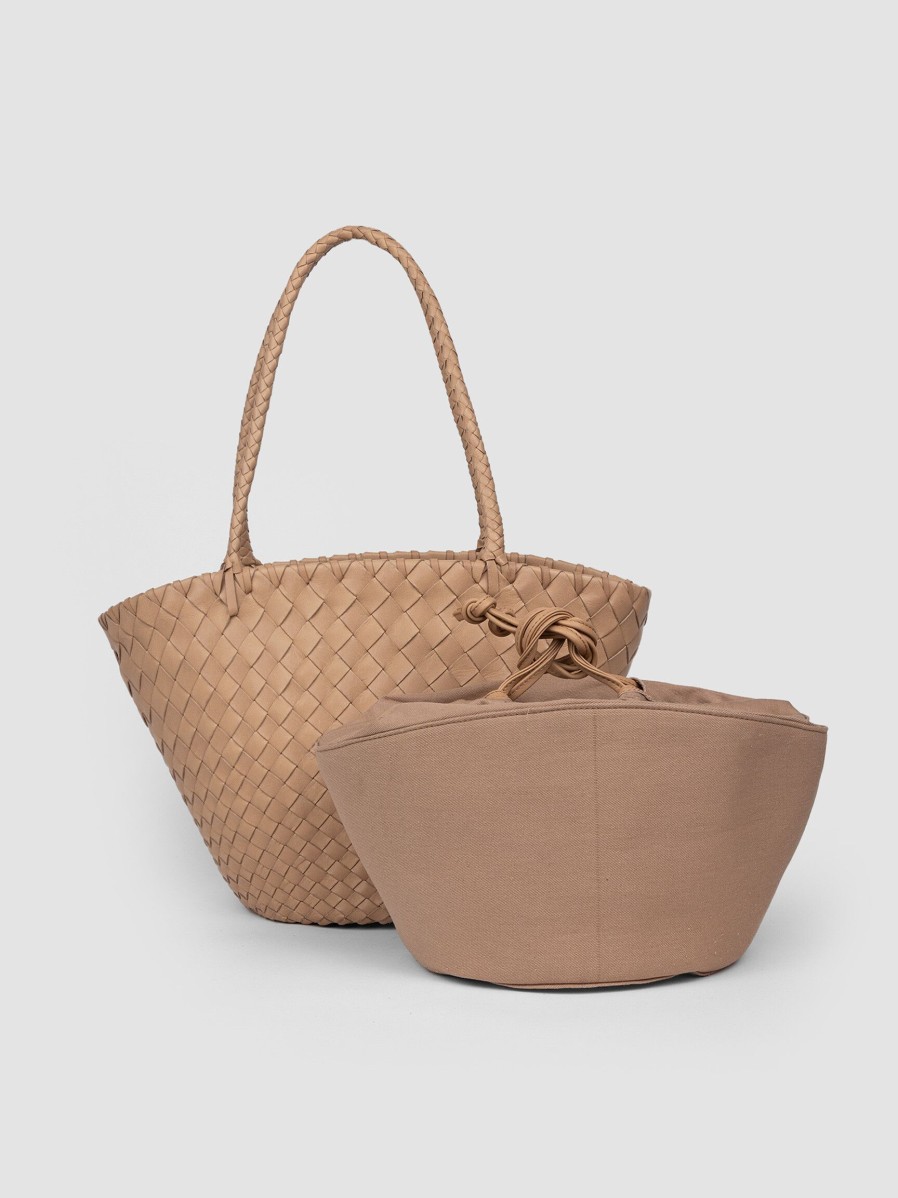 Women Allan K Bags | Percy, Leather Hand Braided Shopper Sand