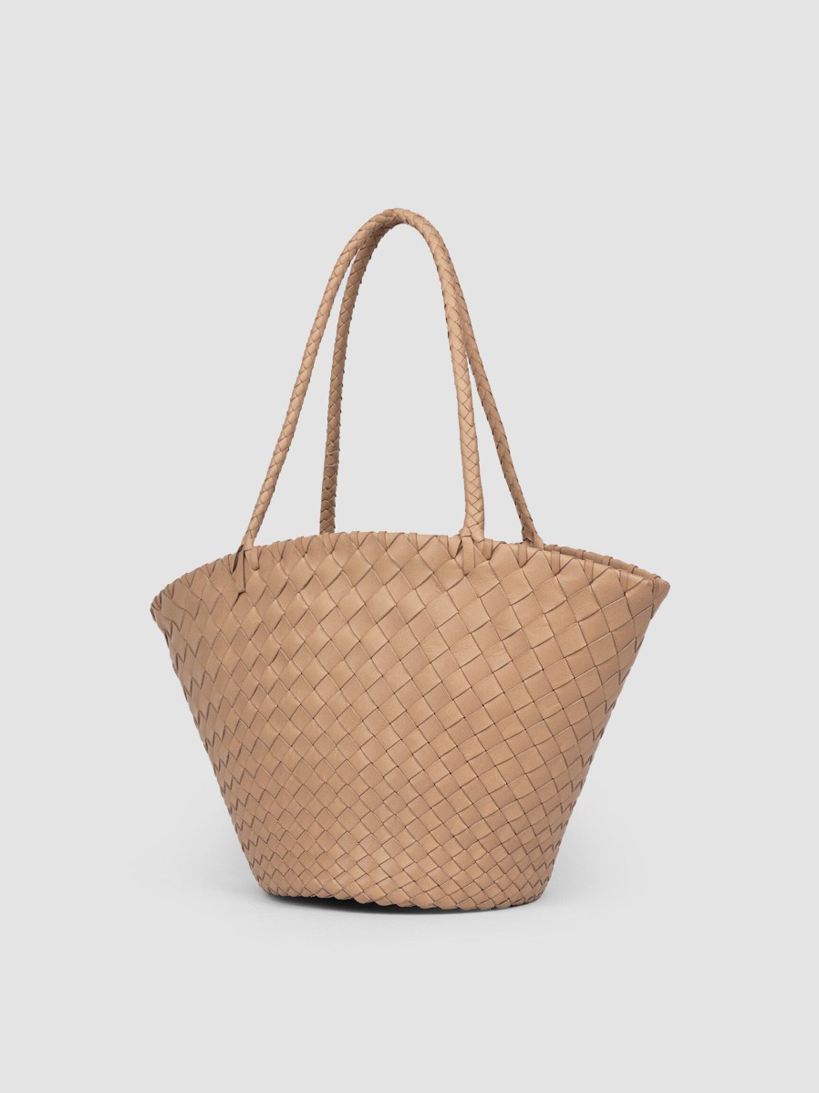 Women Allan K Bags | Percy, Leather Hand Braided Shopper Sand