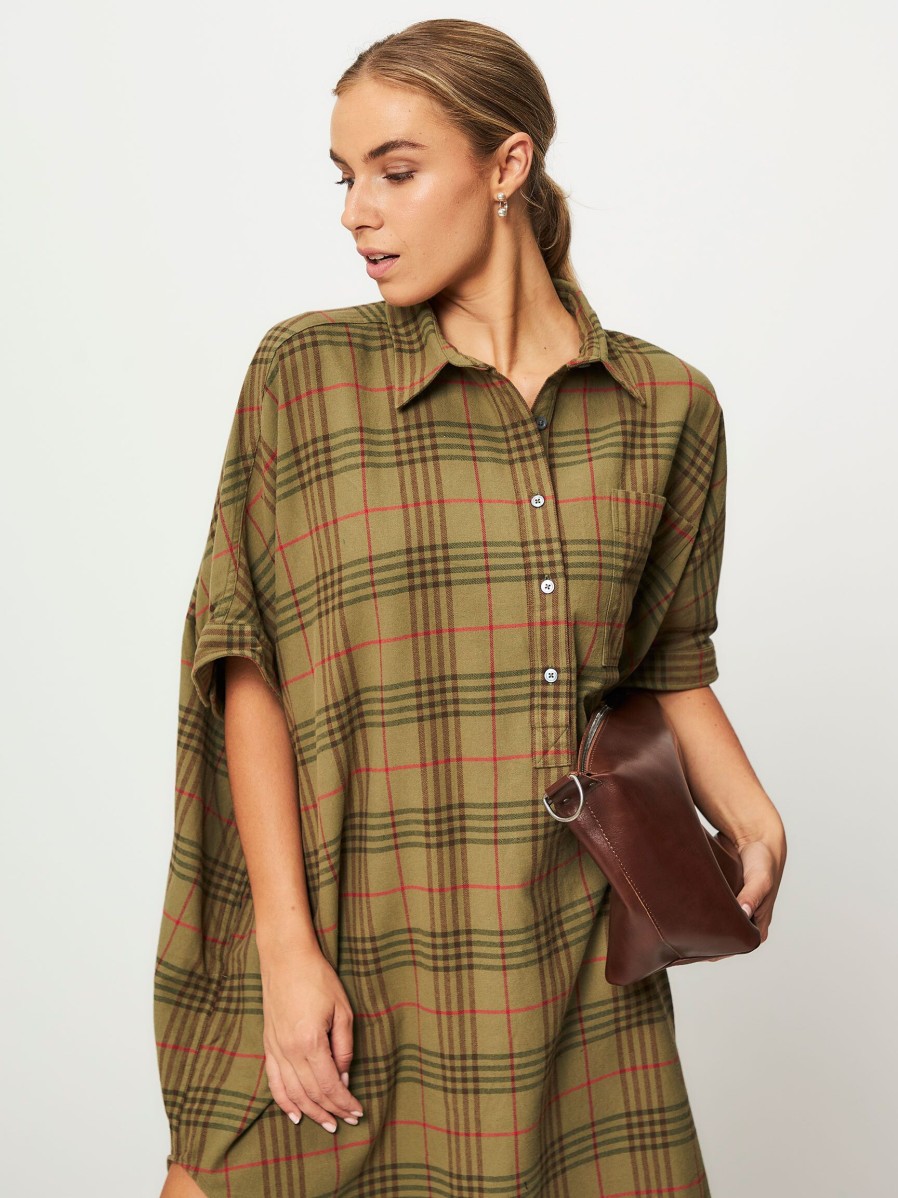 Women Bellerose Dresses And Tunics | Glenn, Cotton Button Down Dress Army