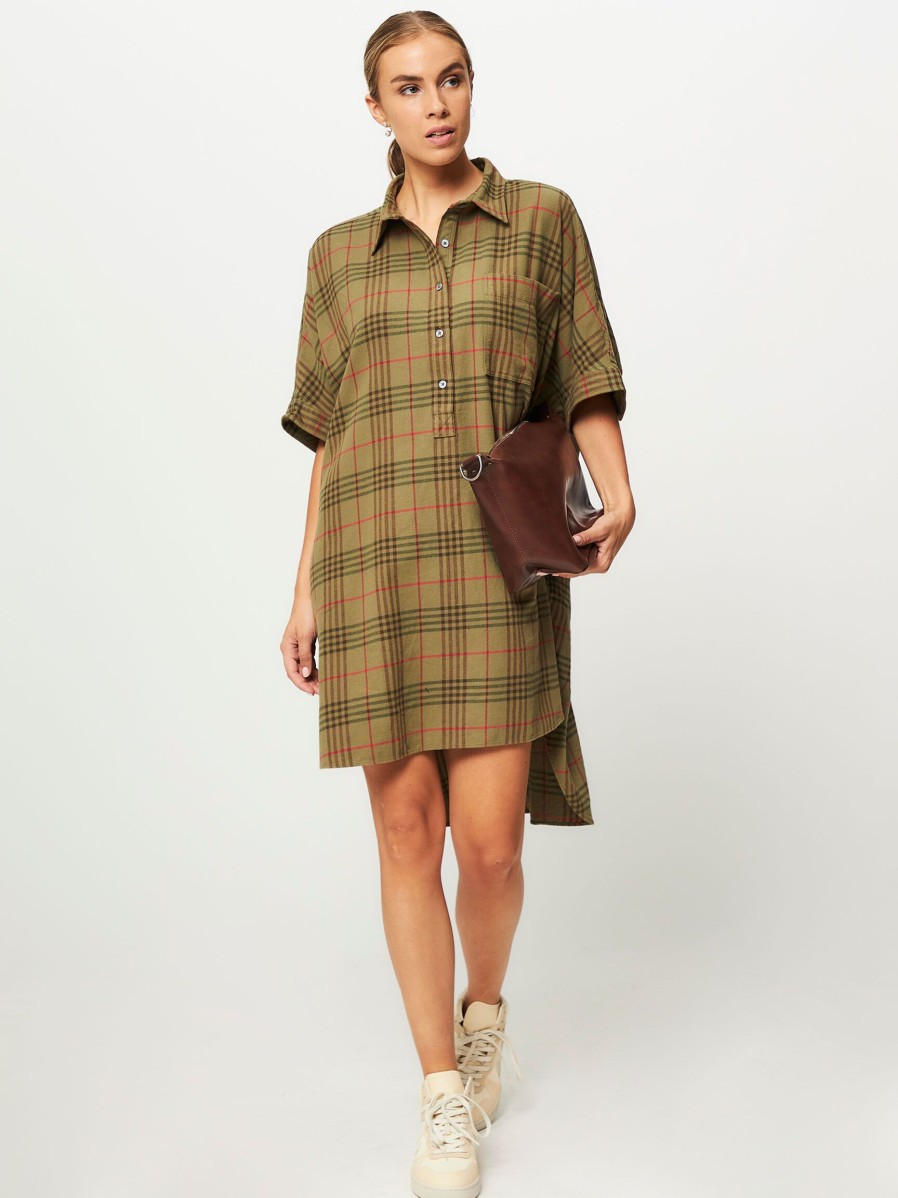 Women Bellerose Dresses And Tunics | Glenn, Cotton Button Down Dress Army