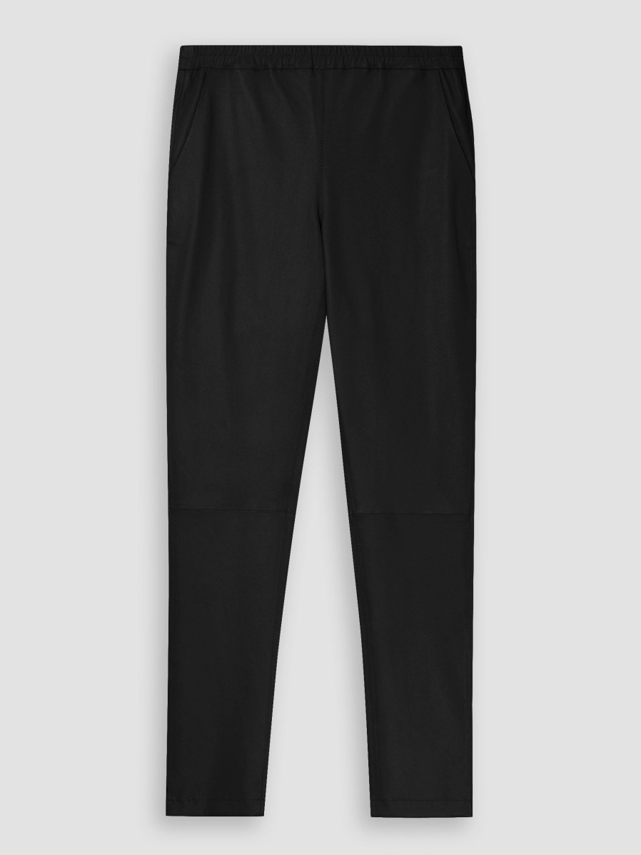 Women Dna Pants And Jumpsuits | Babba, Leather Relaxed Fit Trousers Black