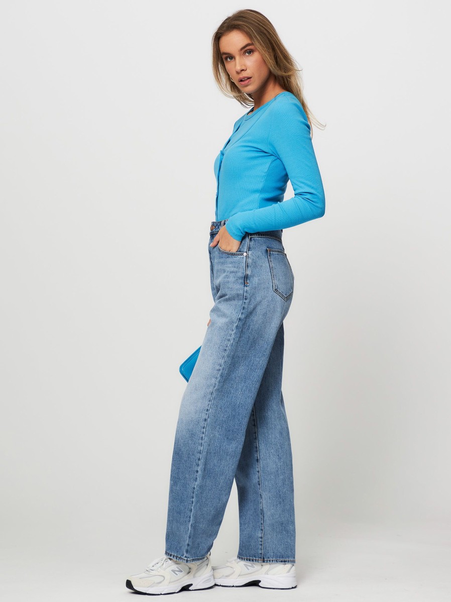 Women Abrand Jeans | Carrie, High Waist Straight Fit Jeans Blue