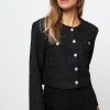 Women Gestuz Blazers And Jackets | Yousefine, Cotton Mix Cropped Boucle Jacket Black