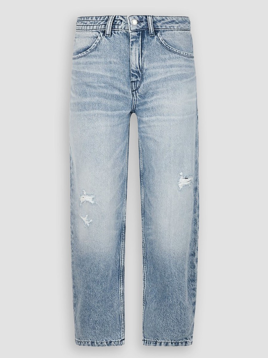 Women Drykorn Jeans | Shelter, Mid Waist Loose Fit Destroyed Jeans Blue