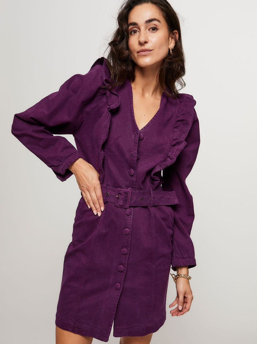 Women Louizon Dresses And Tunics | Inima, Lyocell Mix Button Down Dress Purple