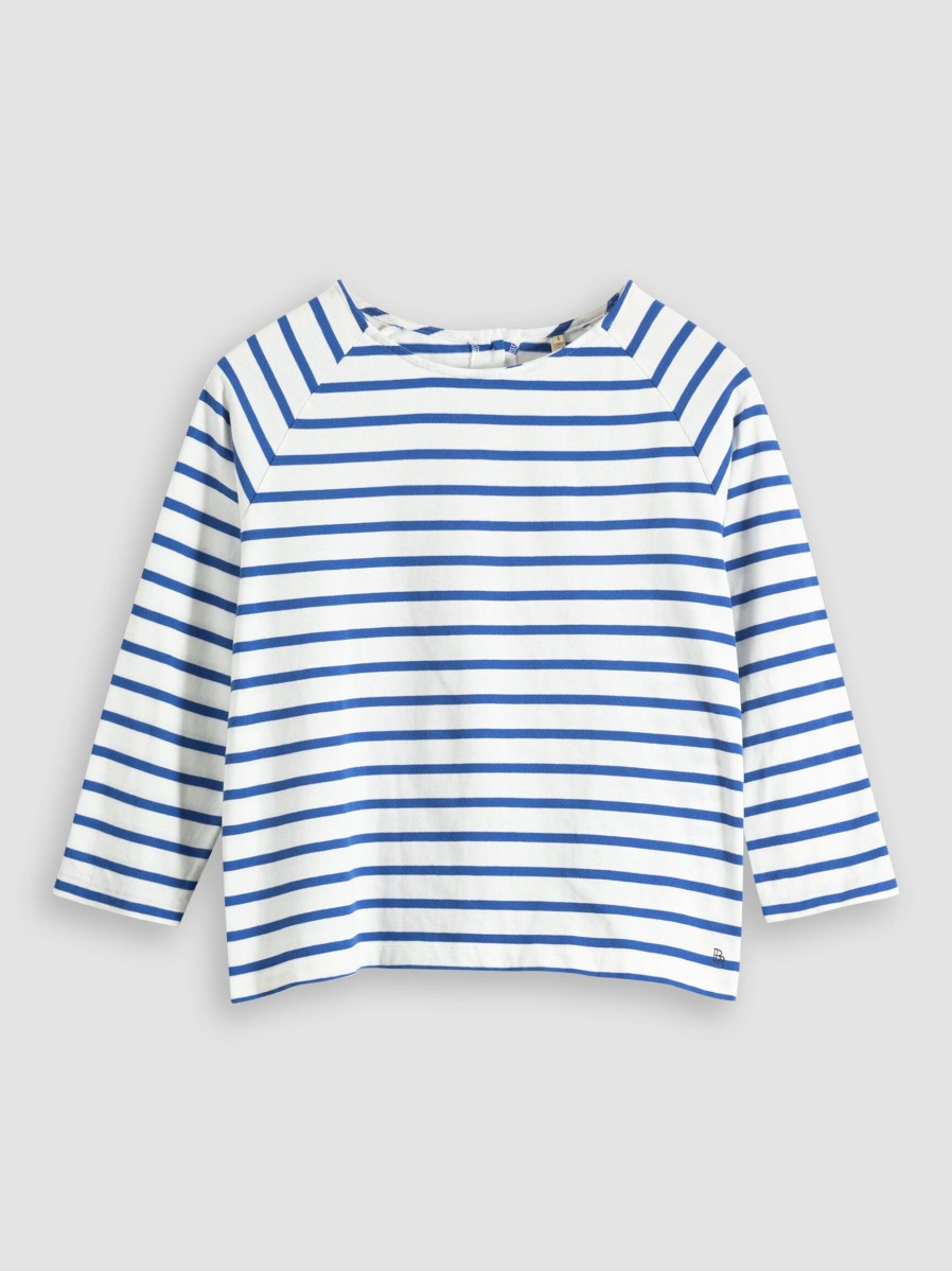 Women Bellerose Tops And Blouses | Maow, Cotton Top With Stripe Dessin Cobalt