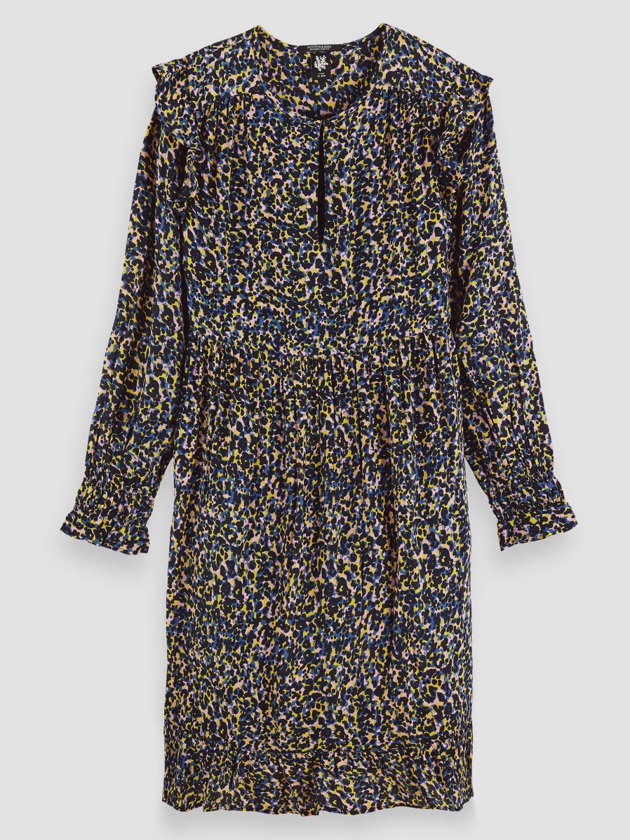 Women Scotch & Soda Women Dresses And Tunics | Viscose Dress With Print Dark Blue