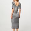 Women Modstrom Dresses And Tunics | Dawn, Cotton Mix Striped Rib Dress Black