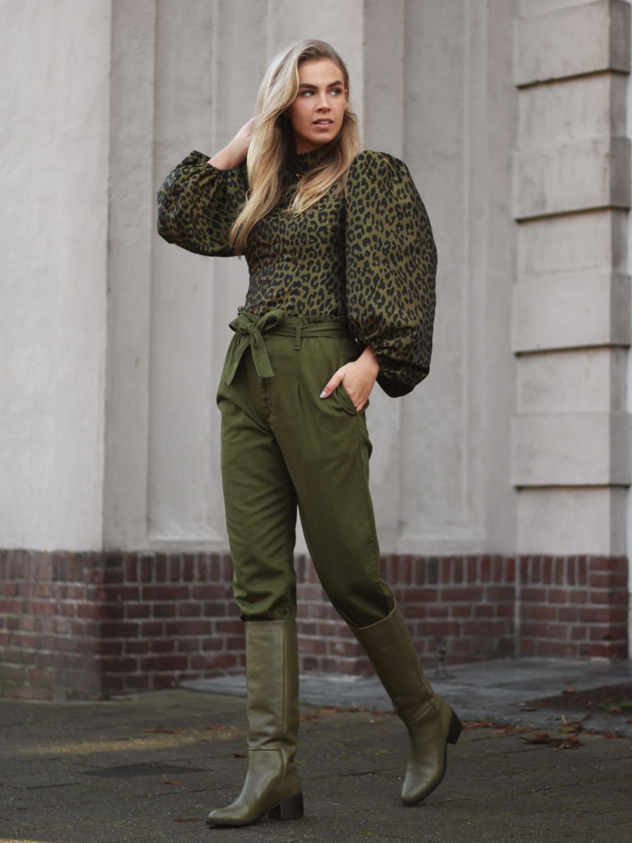 Women Xirena Pants And Jumpsuits | Tyese. Cotton Paperbag Trousers Olive Green