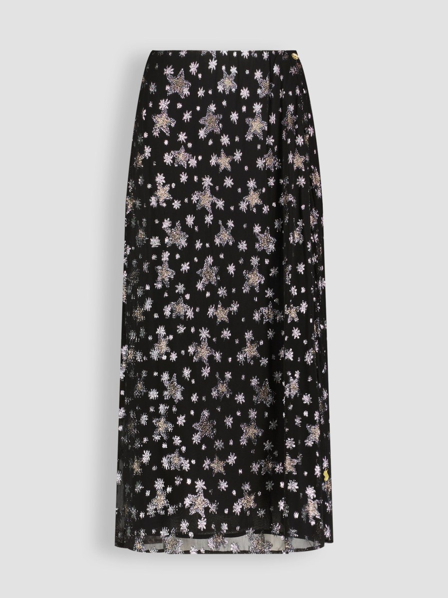 Women Fabienne Chapot Skirts | Lydia, Viscose Mix A-Line Skirt With Pattern Black