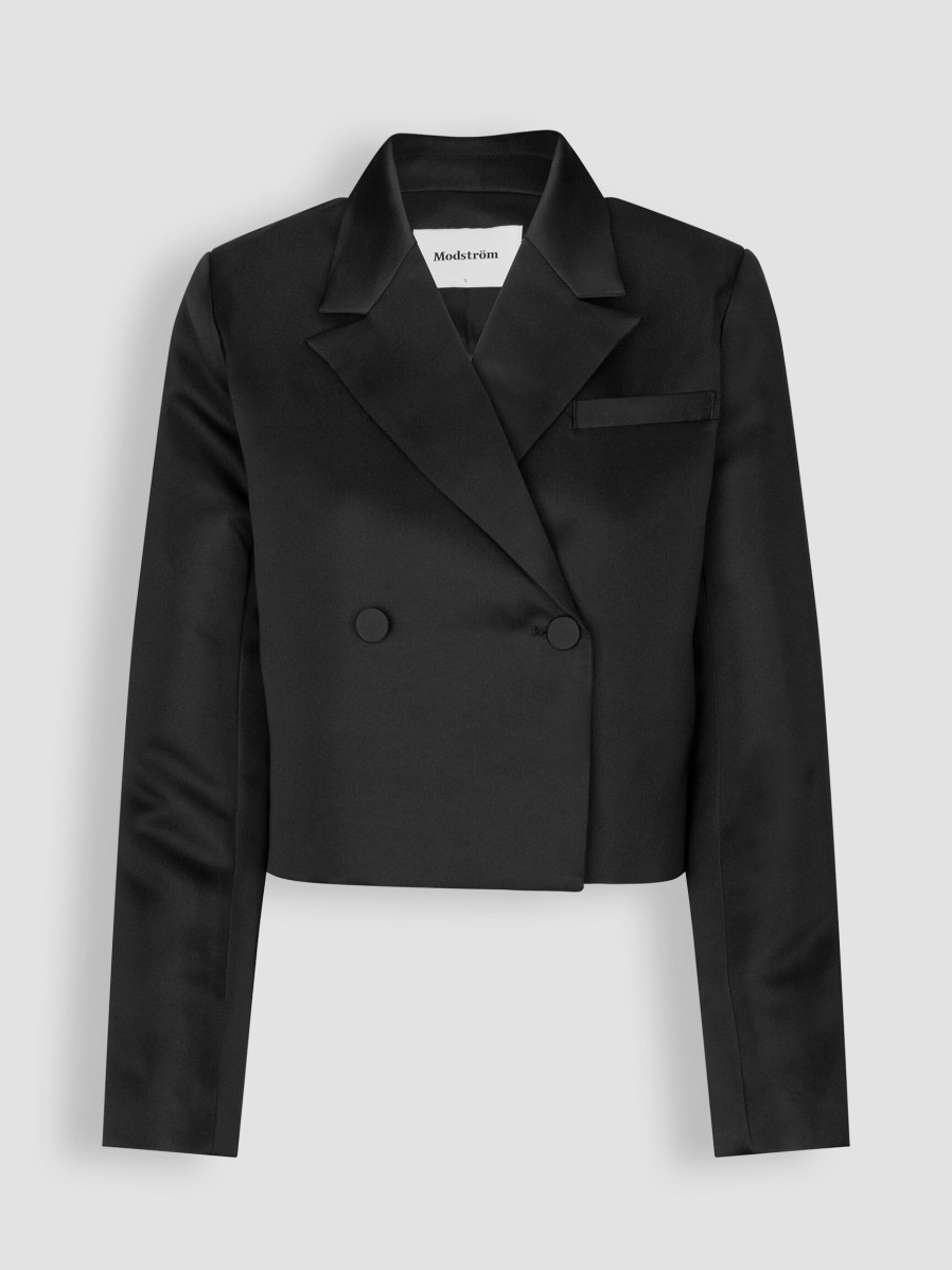 Women Modstrom Blazers And Jackets | Gavin, Woven Cropped Blazer Black