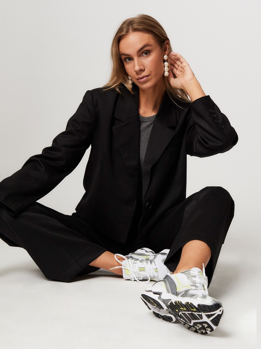 Women Second Female Blazers And Jackets | Kaleem, Viscose Mix Cropped Blazer Black