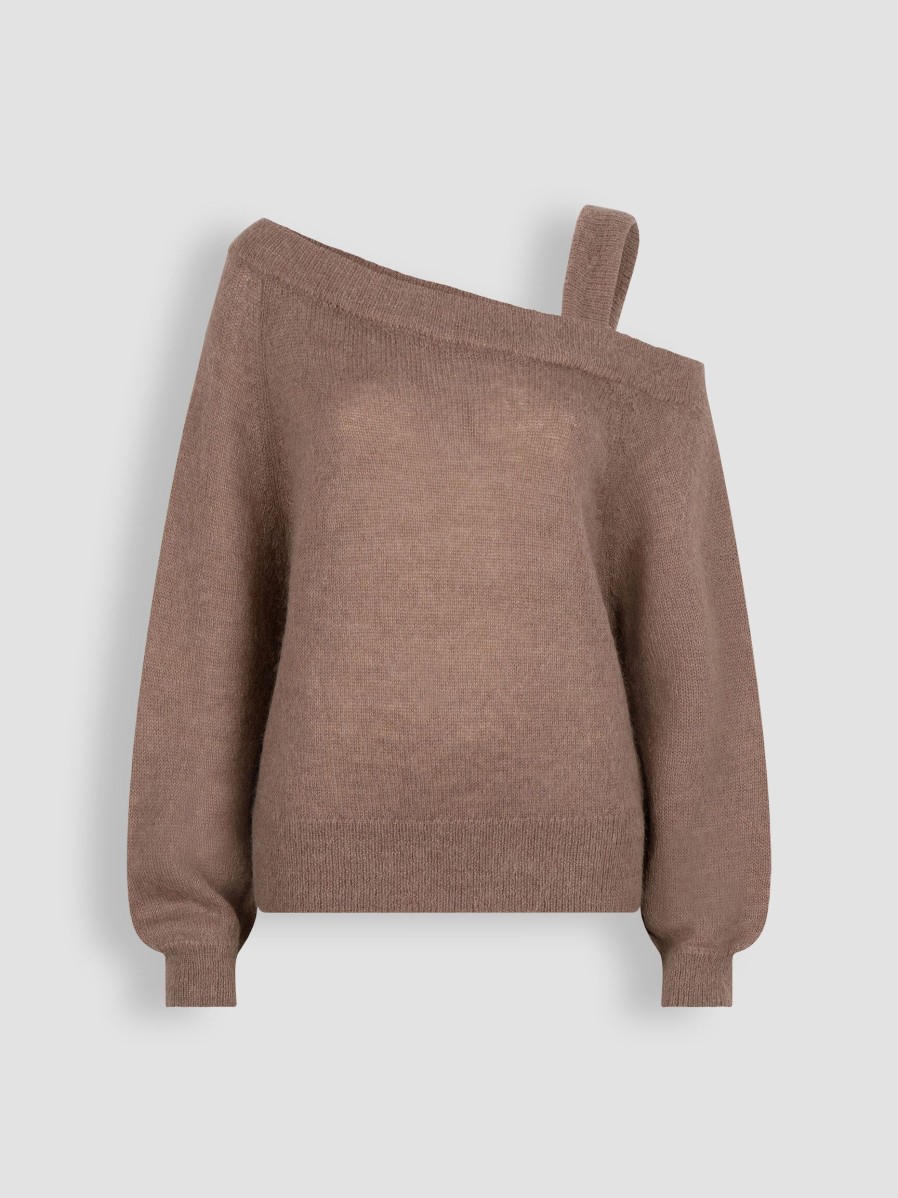 Women Dante 6 Sweaters And Cardigans | Yonka, Alpaca Mix Off Shoulder Jumper Taupe