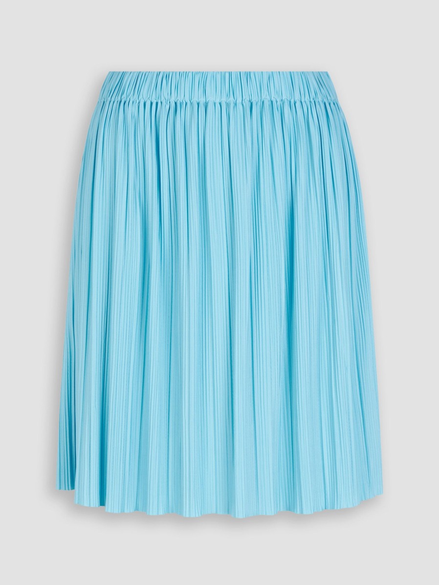 Women Samsoe Samsoe Skirts | Uma, Elastic Plisse Skirt Aqua Blue