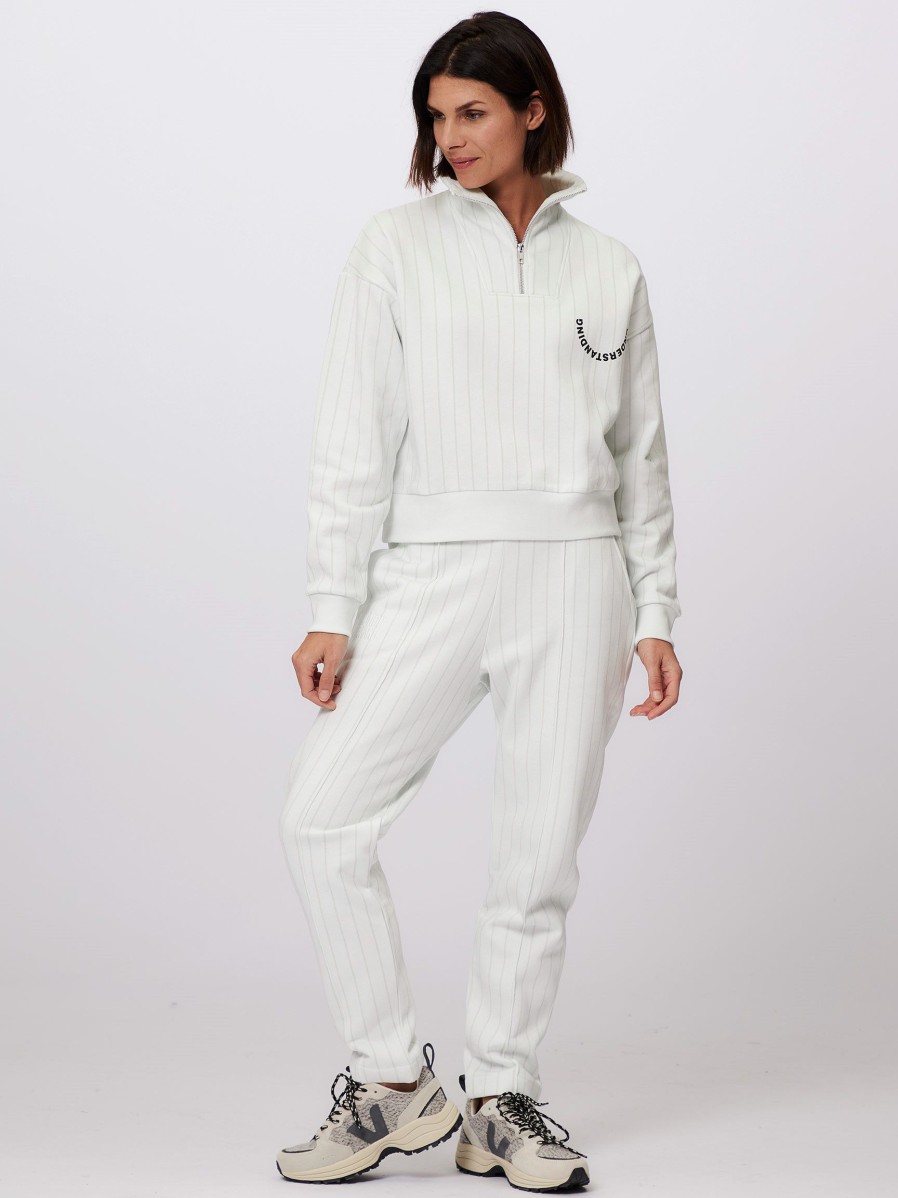 Women Mads Norgaard Pants And Jumpsuits | Prue, Organic Cotton Sweat Pants With Pattern White