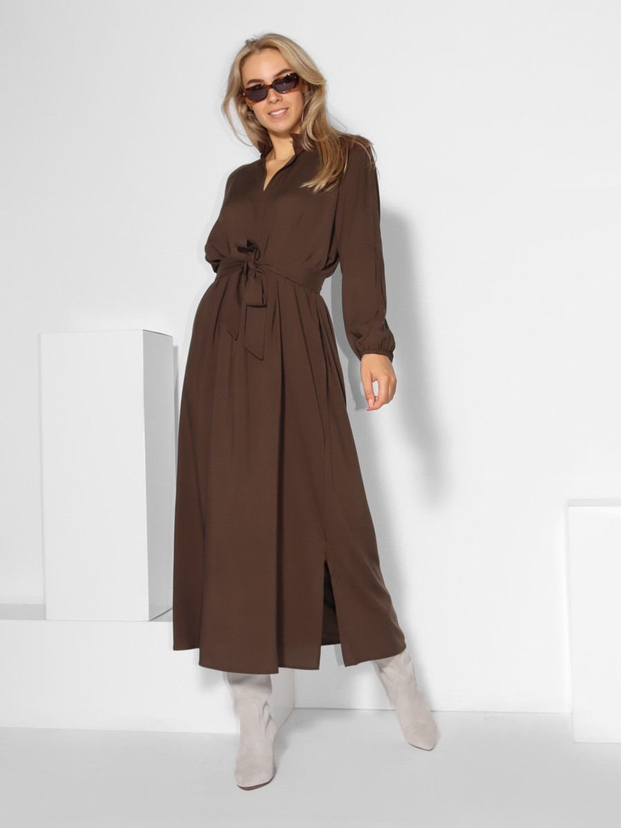 Women Club L’avenir Dresses And Tunics | Lucy, Ecovero Viscose Maxi Dress Dark Brown