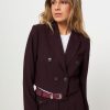 Women Dante 6 Blazers And Jackets | Malachi, Woven Cropped Blazer Aubergine