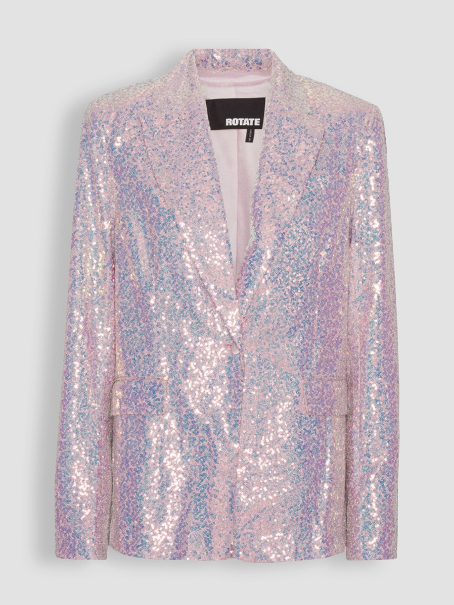 Women Rotate Birger Christensen Blazers And Jackets | Oxia, Woven Sequins Blazer Pink