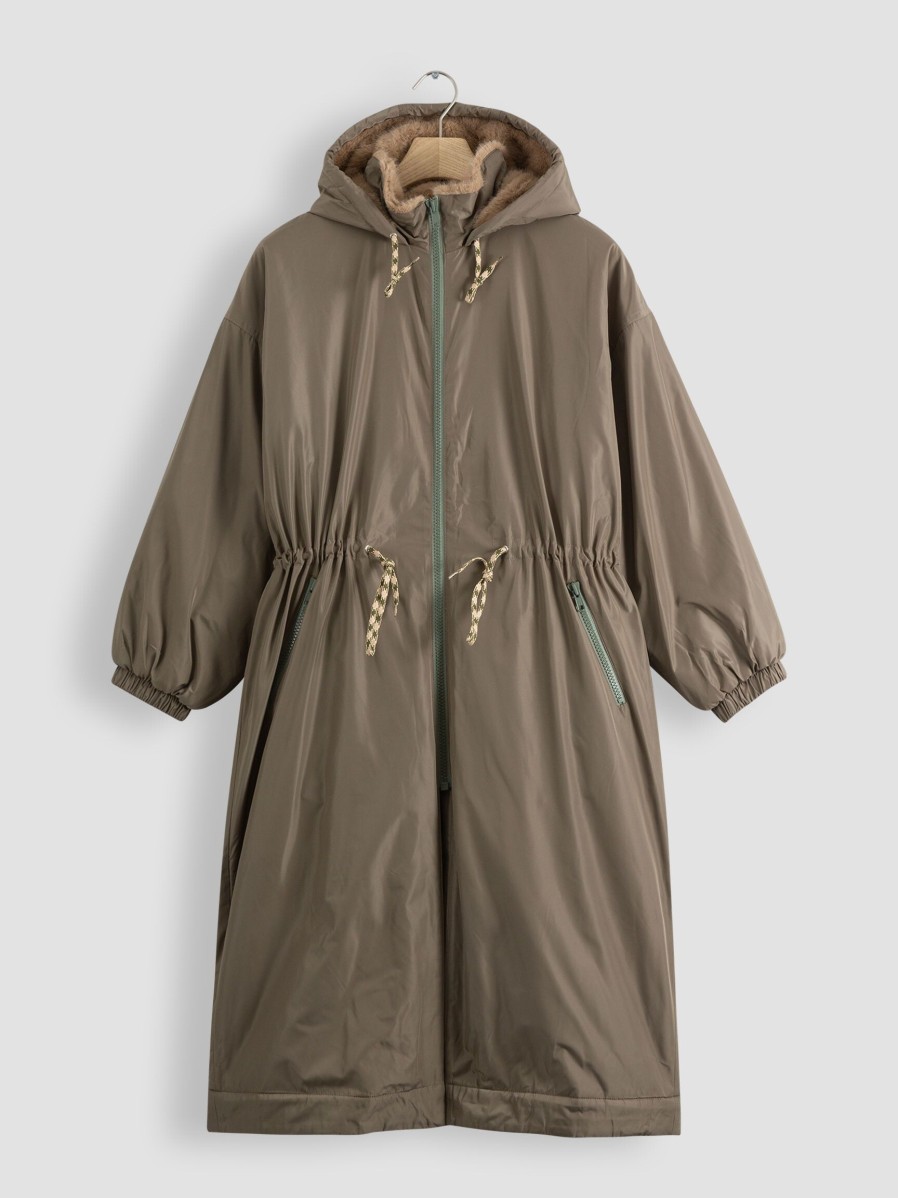 Women Bellerose Outerwear | Hosfo, Woven Padded Parka Greygreen