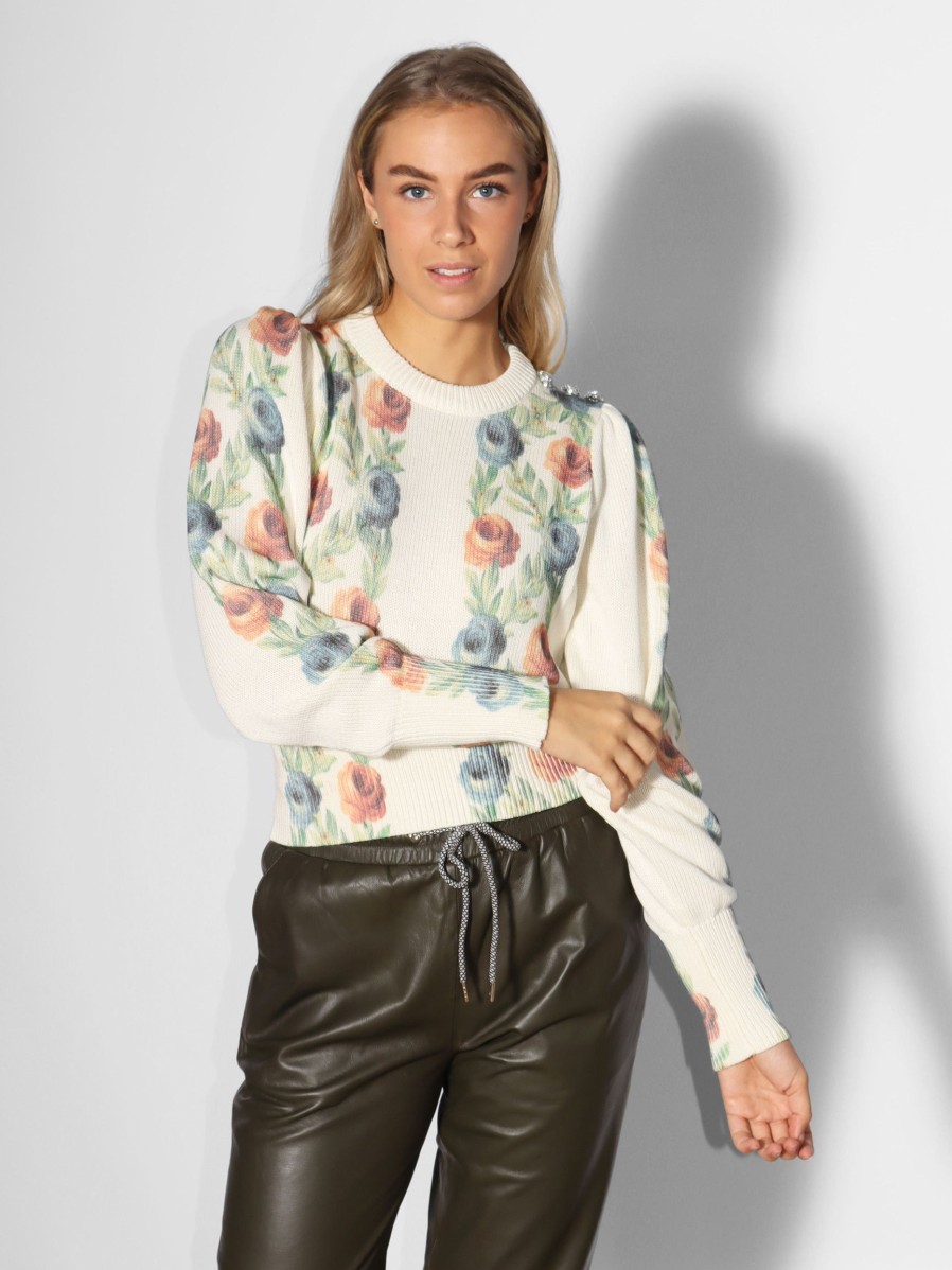 Women Notes du Nord Sweaters And Cardigans | Blossom, Cotton Jumper With Flower Print Ecru