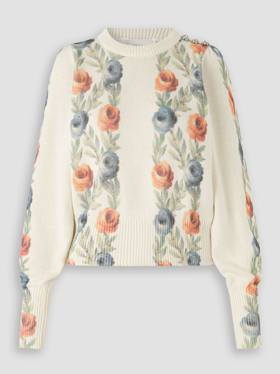 Women Notes du Nord Sweaters And Cardigans | Blossom, Cotton Jumper With Flower Print Ecru