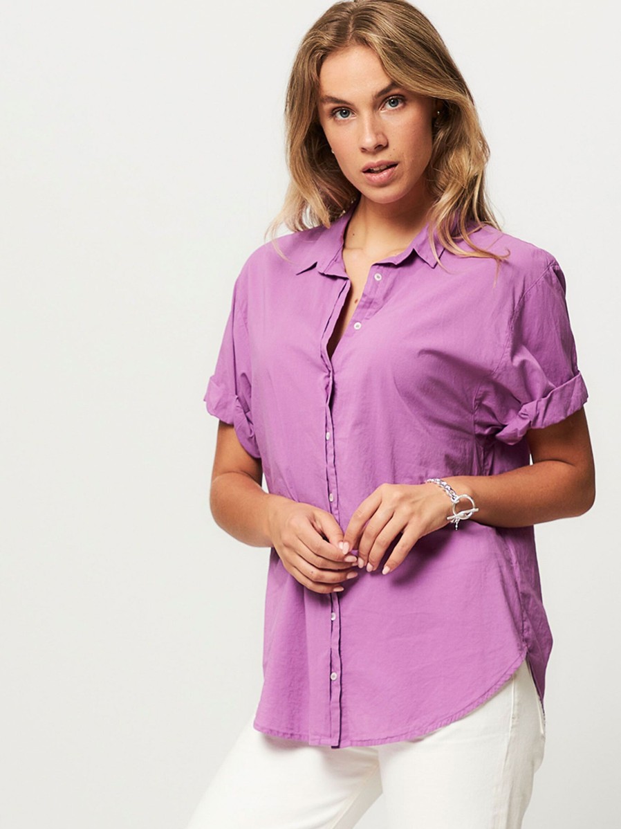 Women Xirena Tops And Blouses | Channing, Cotton Blouse Purple