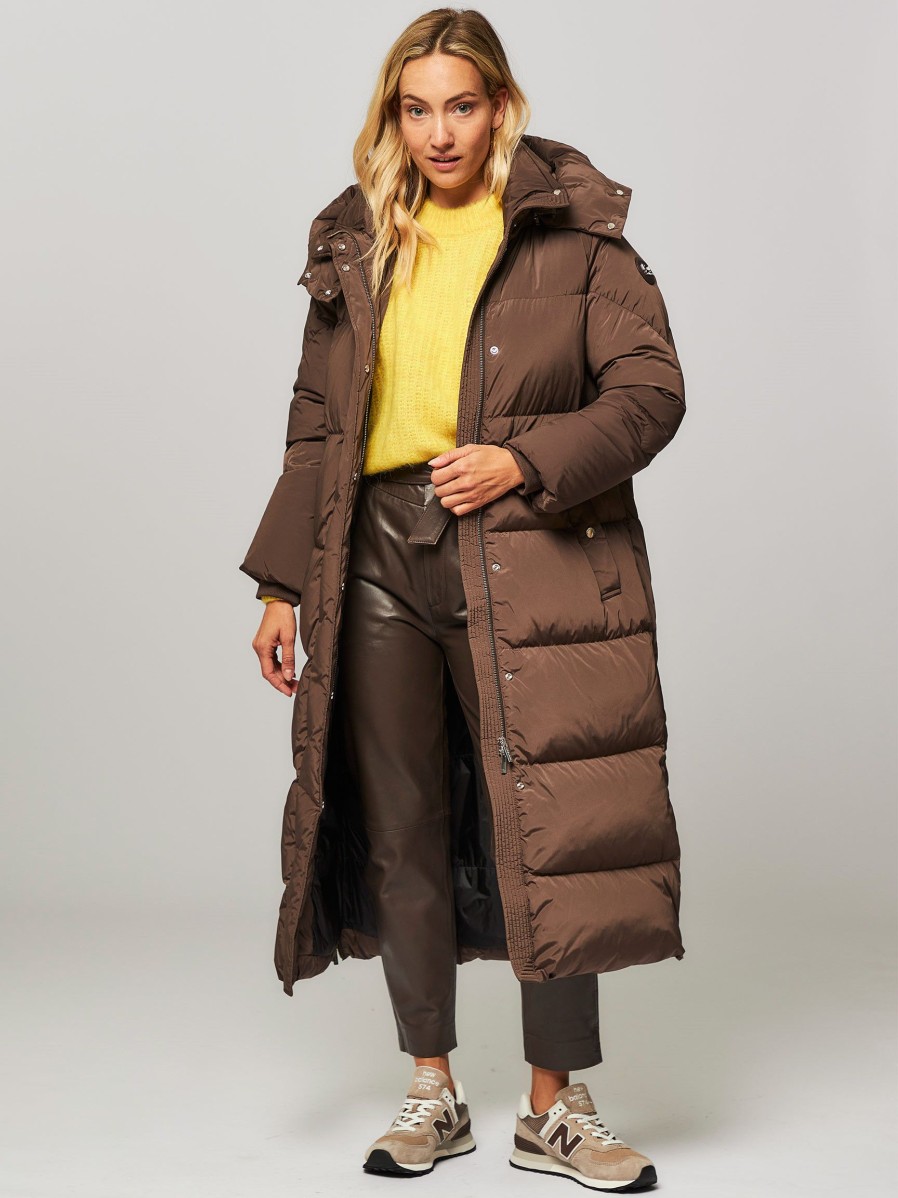 Women Woolrich Outerwear | Aurora, Woven Padded Technical Parka Dark Brown