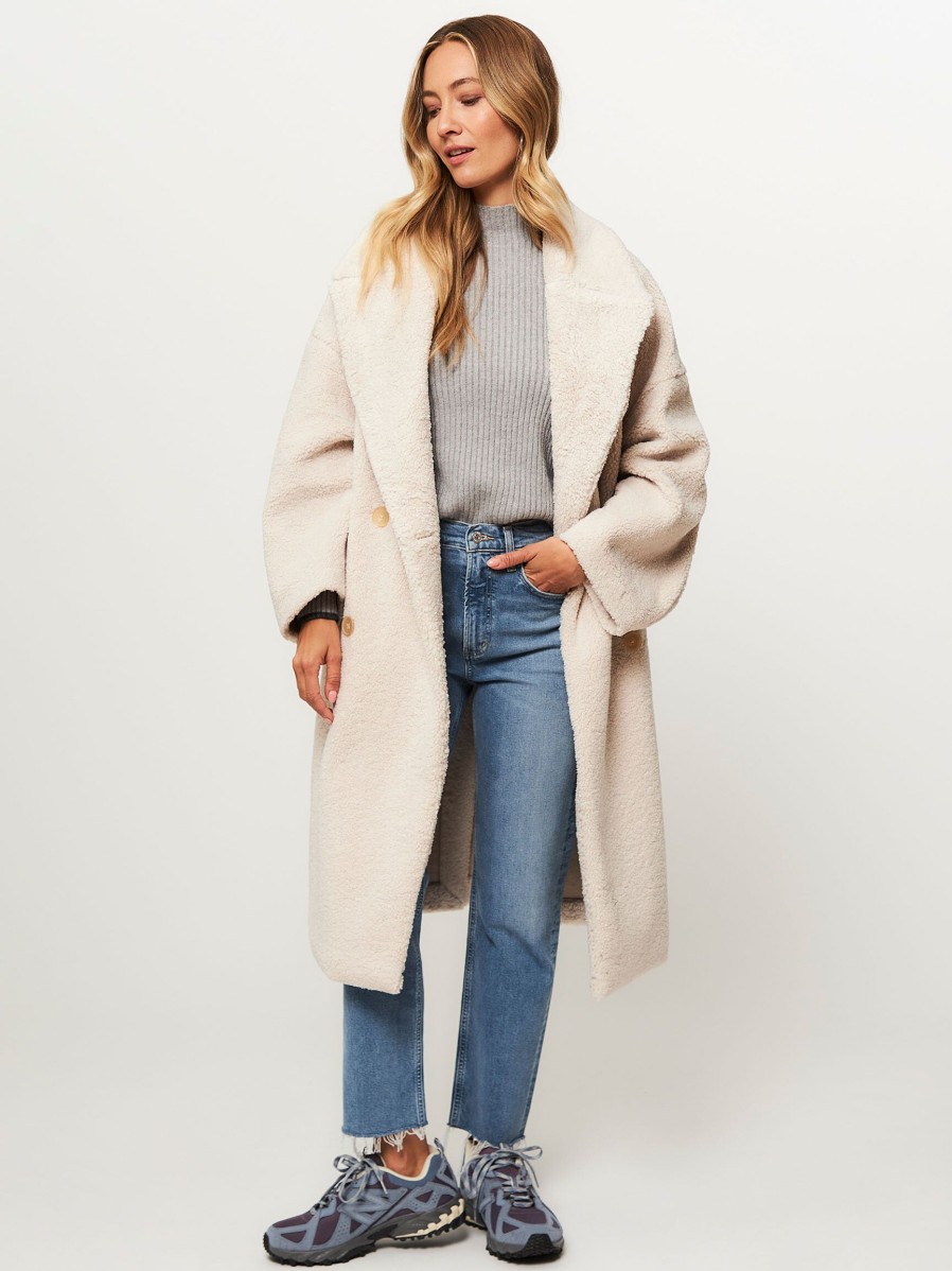 Women Drykorn Outerwear | Drachall, Woven Oversized Teddy Coat Sand