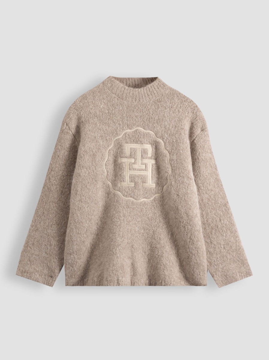 Women Tommy Hilfiger Sweaters And Cardigans | Alpaca Mix Melange Logo Jumper Sand