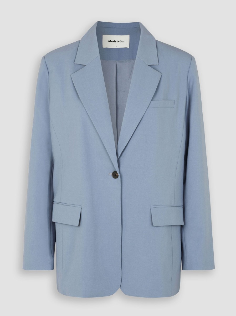 Women Modstrom Blazers And Jackets | Anker, Rayon Mix Blazer Bluegrey