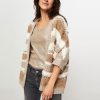 Women Summum Sweaters And Cardigans | Wool Mix Cardigan With Striped Pattern Sand