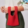 Women Graumann Bags | Luba, Rayon Mix Rib Knitted Hand Bag Orange