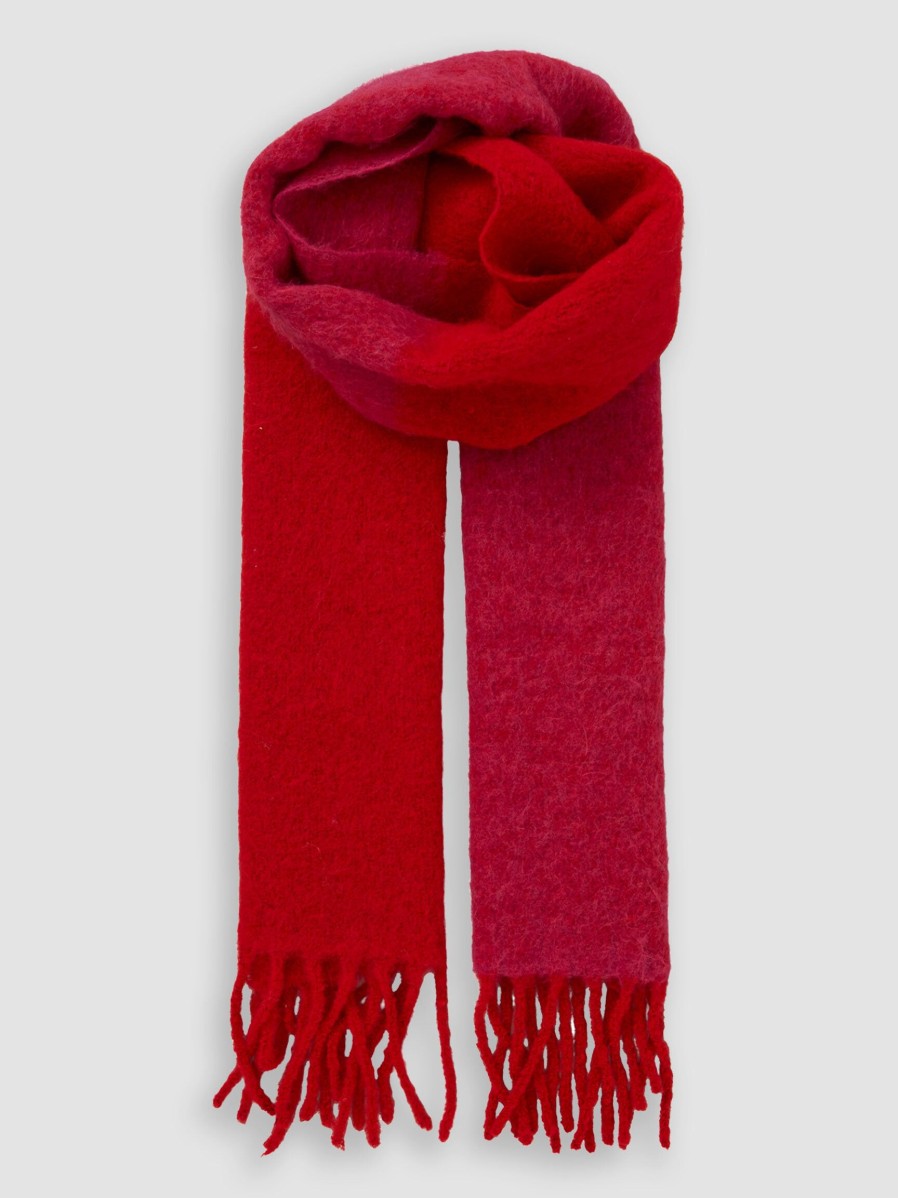 Women Becksondergaard Scarves | Naya, Wool Mix Scarf With Pattern Red