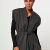 Women Club L’avenir Blazers And Jackets | Difya, Wool Mix Melange Gilet Dark Grey