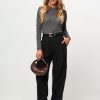 Women Chptr-s Pants And Jumpsuits | Cargo Chic, Viscose Mix Wide Leg Cargo Trousers Black