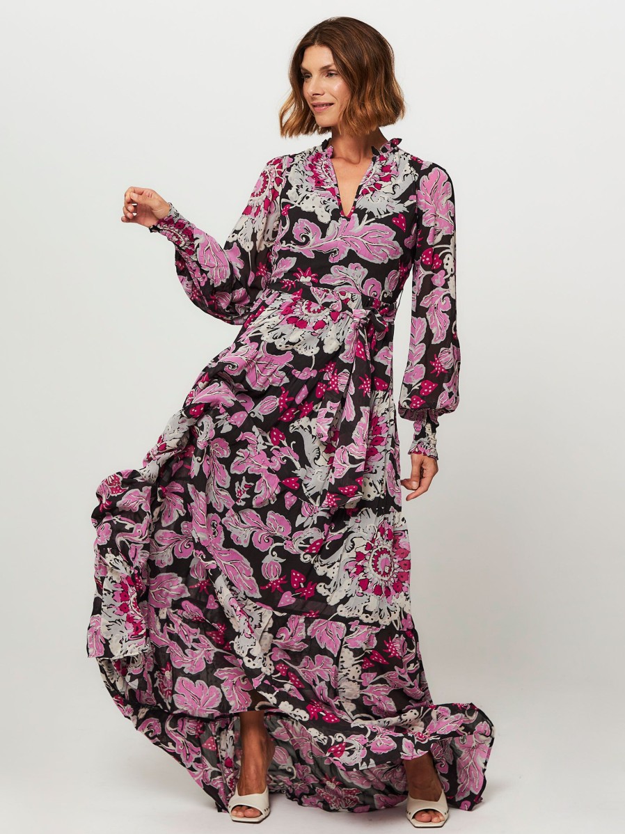 Women Fabienne Chapot Dresses And Tunics | Chou Chou, Viscose Maxi Dress With Print Pink