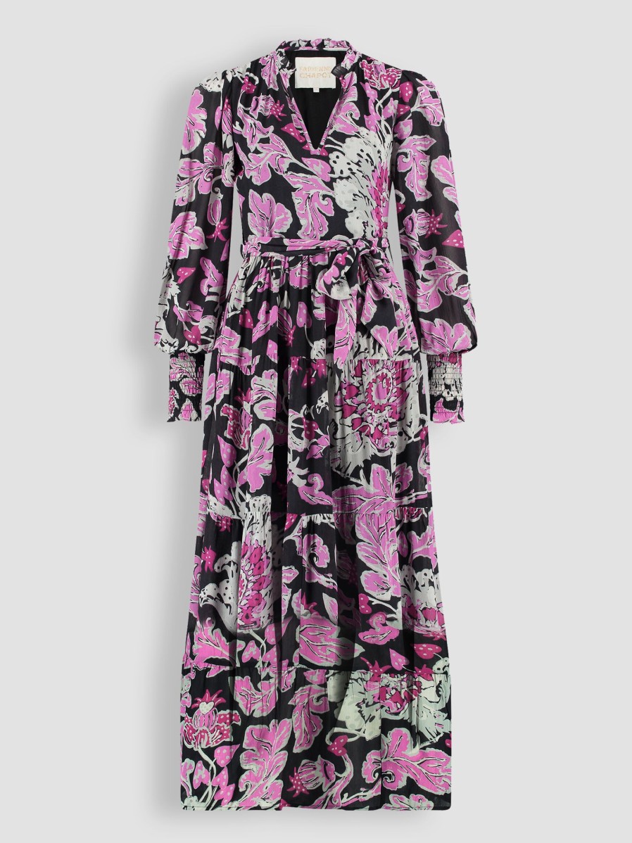 Women Fabienne Chapot Dresses And Tunics | Chou Chou, Viscose Maxi Dress With Print Pink