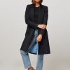 Women Drykorn Outerwear | Harleston, Virgin Wool Mix Coat Dark Blue