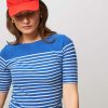 Women Bellerose Tops And Blouses | Mias, Cotton Slub Top With Striped Pattern Blue