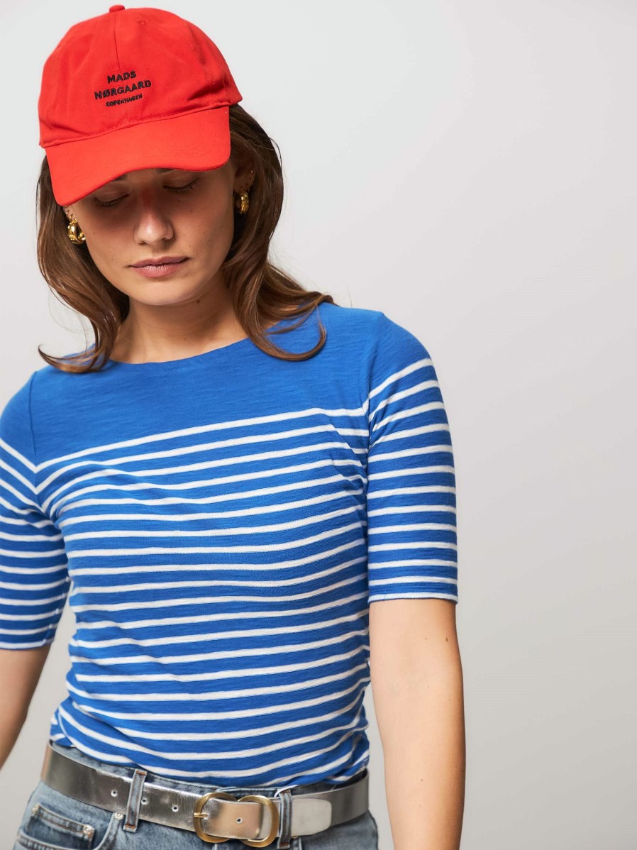 Women Bellerose Tops And Blouses | Mias, Cotton Slub Top With Striped Pattern Blue