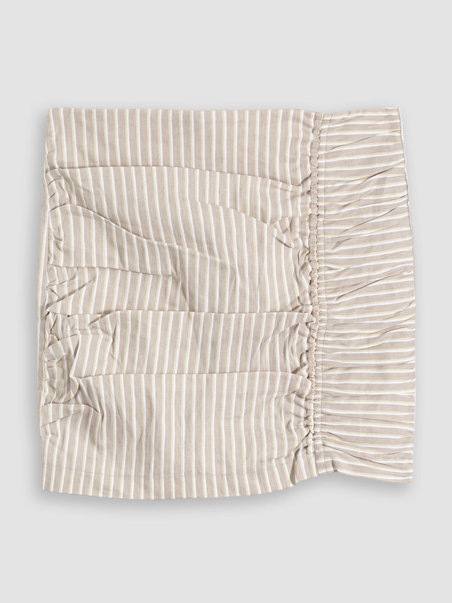 Women Les Coyotes de Paris Skirts | Linen Mix Skirt With Striped Pattern Sand