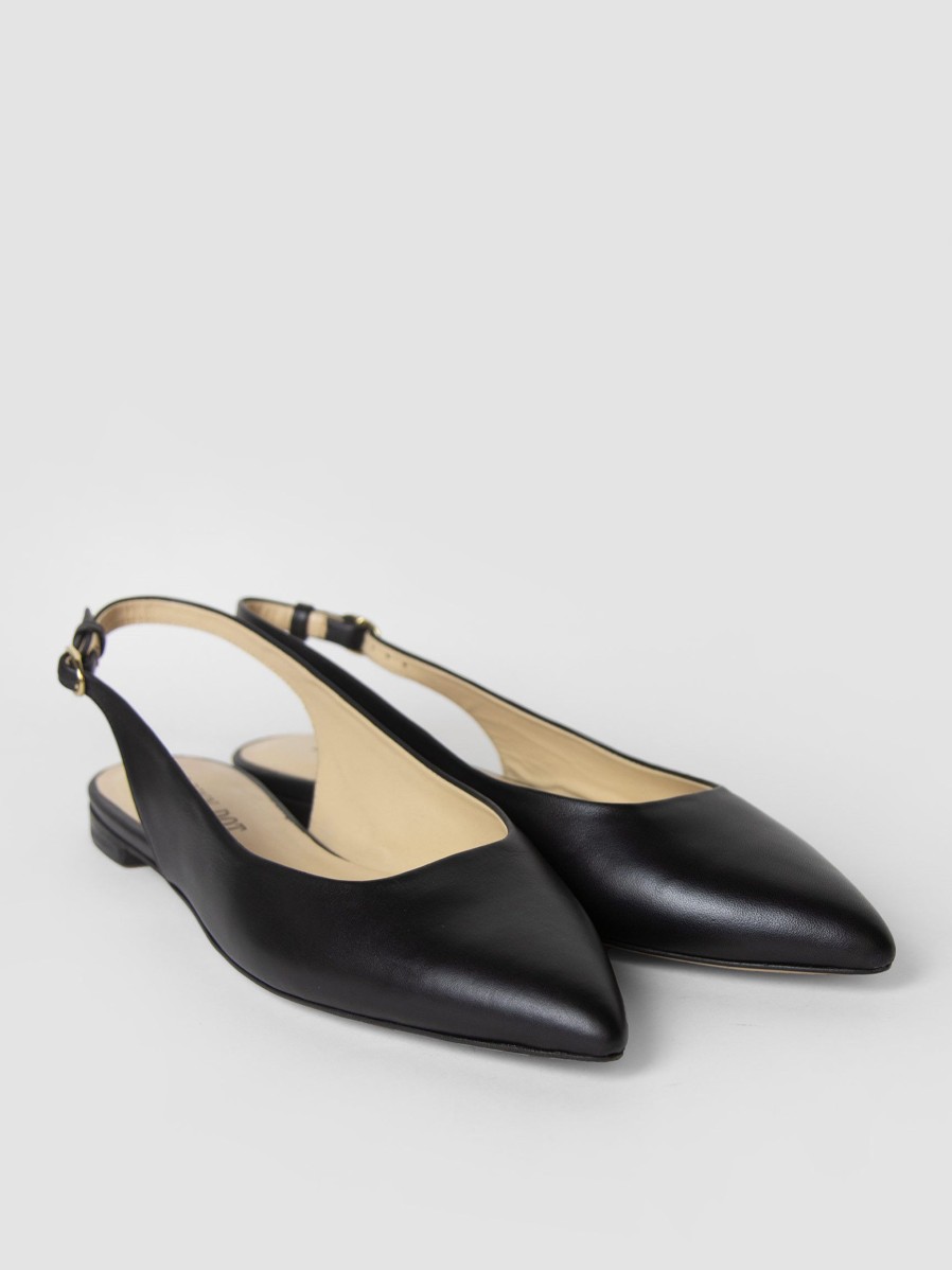 Women Brown Dot. Pumps And Slingbacks | Anne, Leather Slingbacks Black