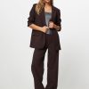 Women Modstrom Pants And Jumpsuits | Anker, Rayon Mix Wide Leg Trousers Dark Brown