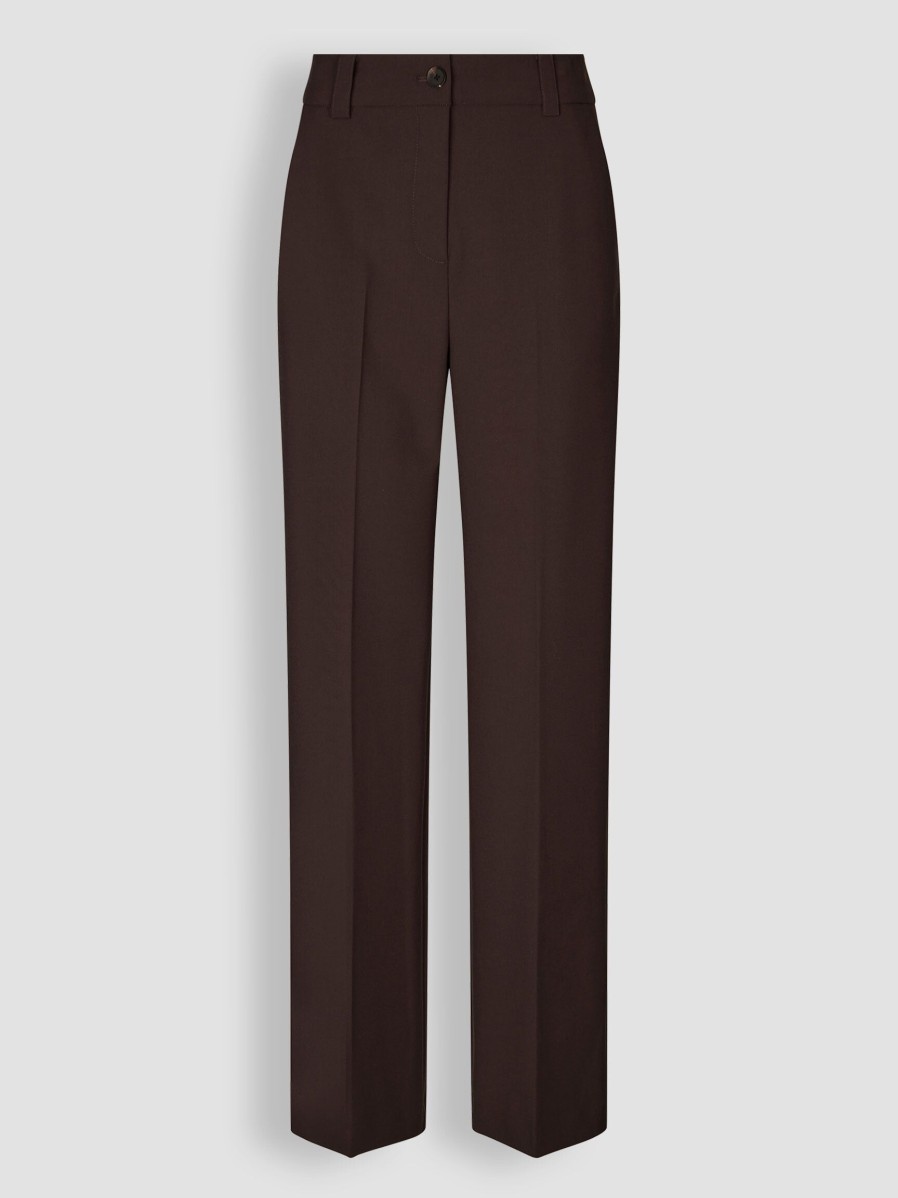 Women Modstrom Pants And Jumpsuits | Anker, Rayon Mix Wide Leg Trousers Dark Brown